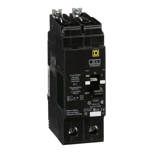 EDB24025SA - Square D Bolt-On 480V 25A 2 pole circuit breaker 18kA@480V - Essential Electric Supply