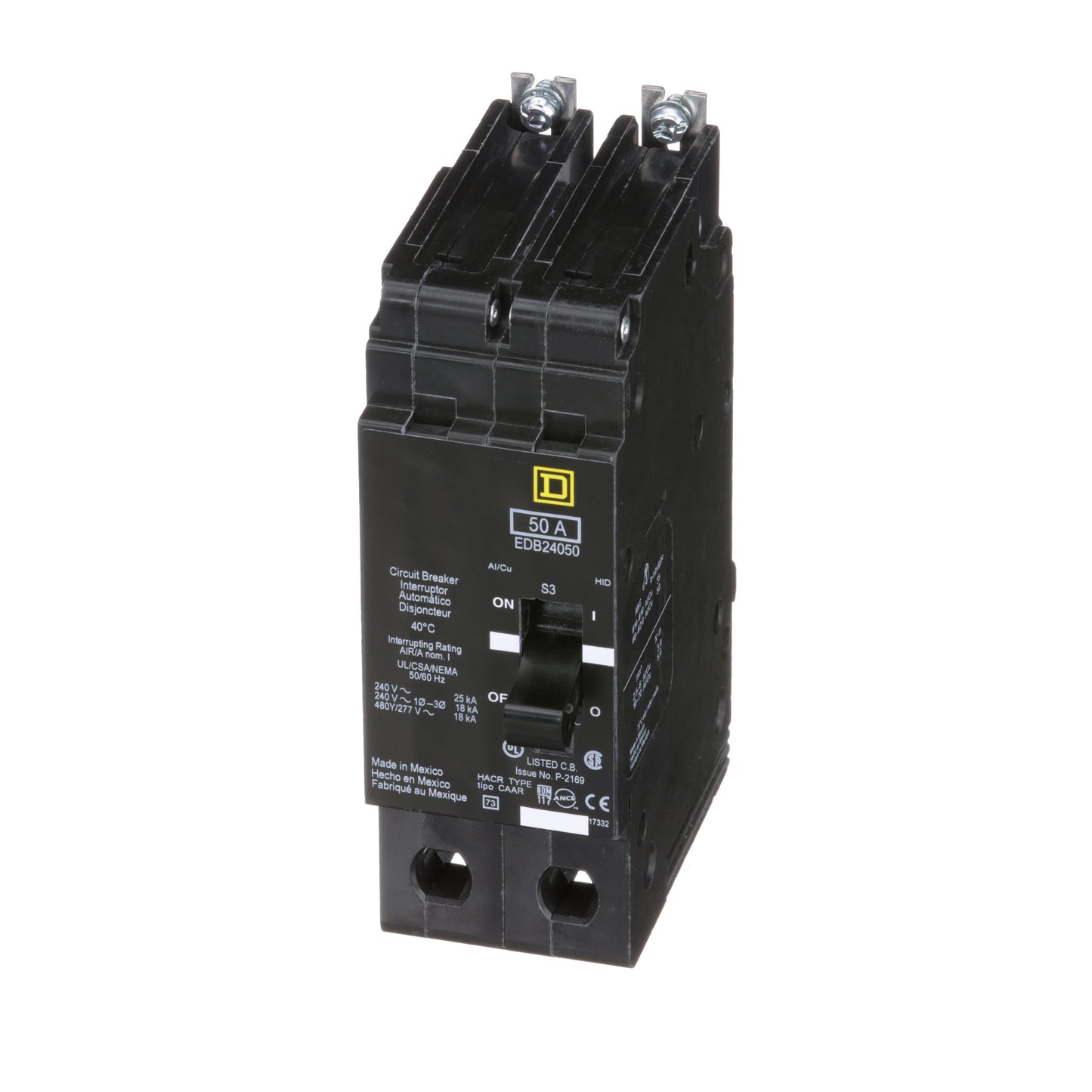 Square D EDB24050 Circuit Breaker | 480Y/277V 50A 2P 18kA@480V Bolt-on EDB Series