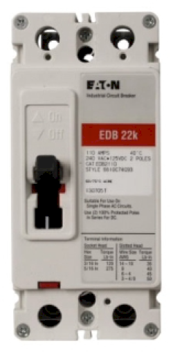 EDB2100 - Cutler Hammer/ Eaton/ Westinghouse Feed-Thru 15 Amp 2 Pole Circuit Breaker - Essential Electric Supply