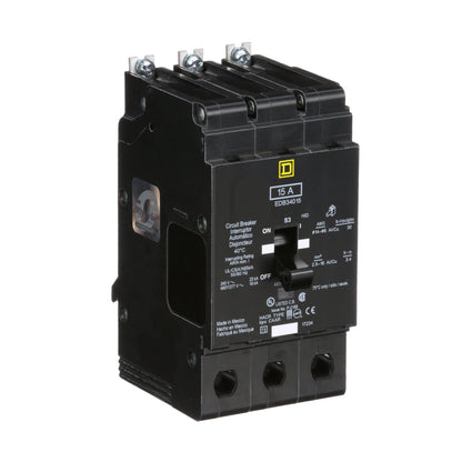 Square D EDB34015 Circuit Breaker | 480Y/277V 15A 3P 18kA@480V Bolt-On EDB Series Square D