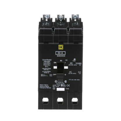 Square D EDB34030 Circuit Breaker | 480Y/277V 30A 3P 18kA@480V Bolt-on EDB Series Square D