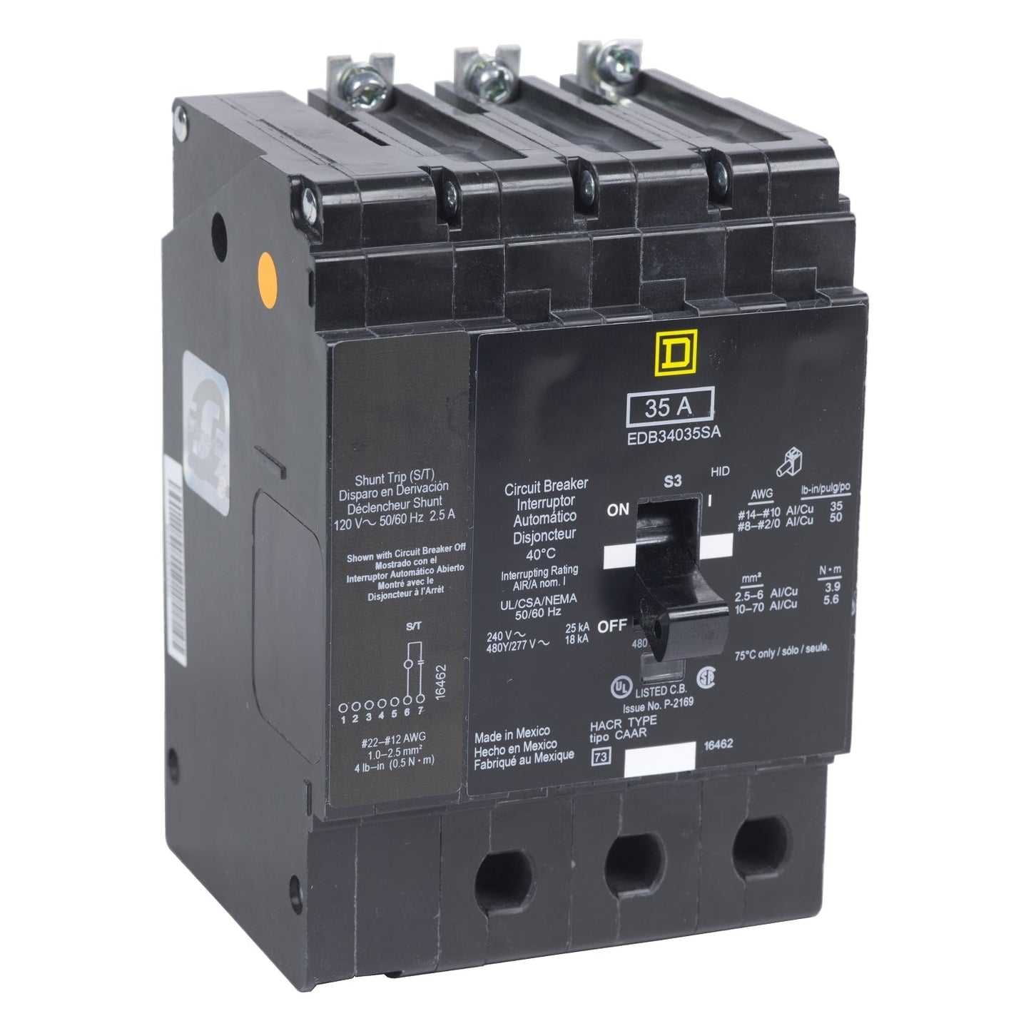 Square D EJB34040SA Circuit Breaker | 480V 40A 3P 65kA@480V Thermal Magnetic EJB Series