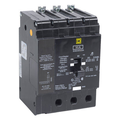 Square D EDB34090SA Circuit Breaker | 480Y/277V 90A 3P 18kA@480V Bolt-on EDB Series