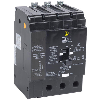 Square D EDB34125AABASA Molded Case Circuit Breaker | 480V 125A 3P 18kA@480V Bolt-On EDB Series