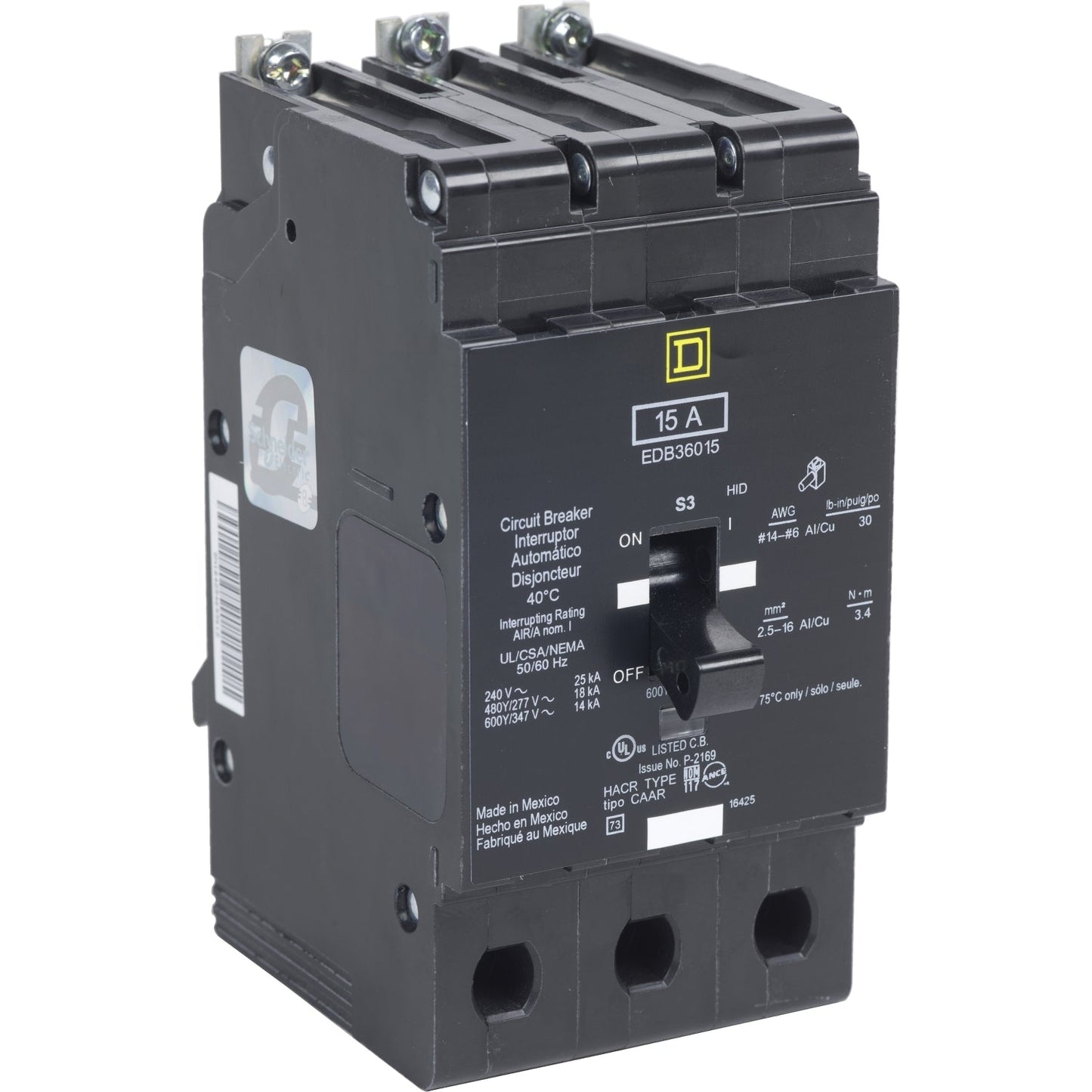 Square D EJB36025 Circuit Breaker | EJB Series EJB 600V 25A