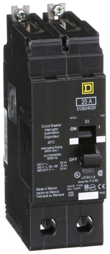 EGB24020 - Square D/ Schneider Electric Bolt-On 20 Amp 2 Pole Circuit Breaker - Essential Electric Supply
