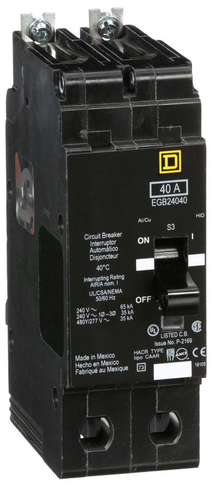 EGB24040 - Schneider Electric/ Square D Bolt-On 40 Amp 2 Pole Circuit Breaker - Essential Electric Supply