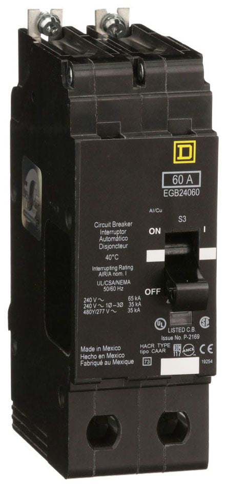 EGB24060 - Square D/ Schneider Electric Bolt-On 60 Amp 2 Pole Circuit Breaker - Essential Electric Supply