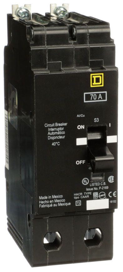 EGB24070 - Square D/ Schneider Electric Bolt-On 70 Amp 2 Pole Circuit Breaker - Essential Electric Supply