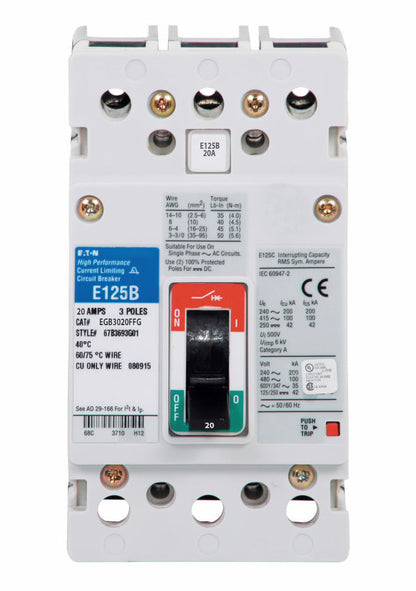 Cutler Hammer EGB3020FFG Circuit Breaker | Series G EGB 480V 20A