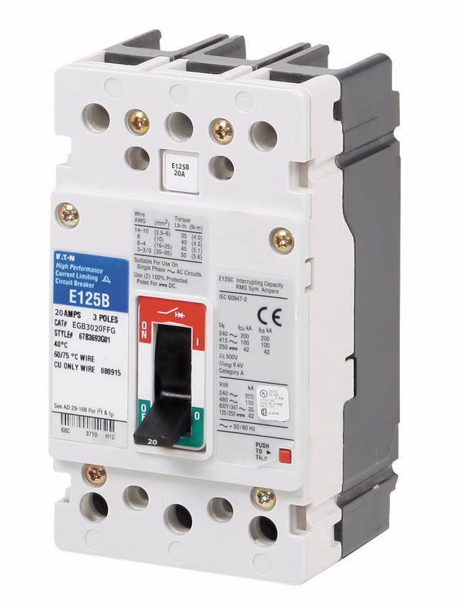 Cutler Hammer EGB3020FFG Circuit Breaker | Series G EGB 480V 20A