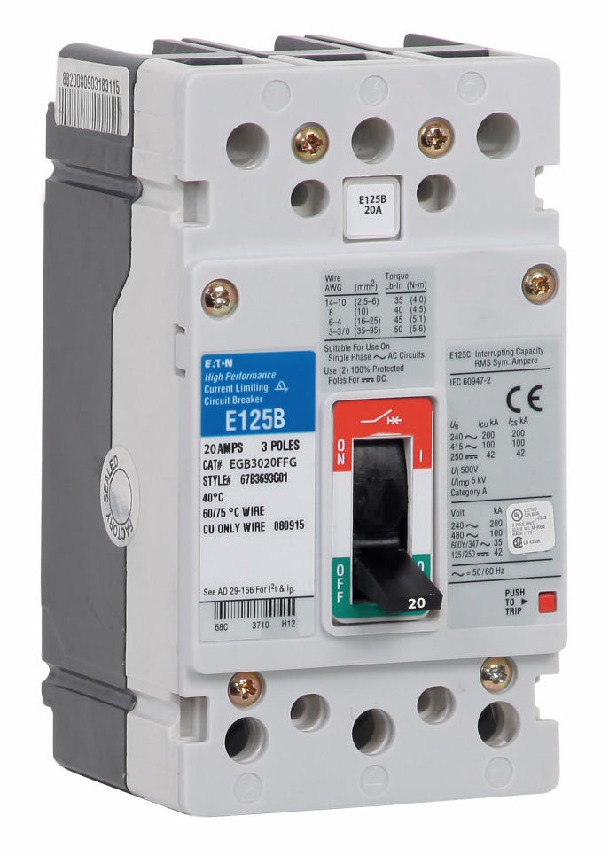 Cutler Hammer EGB3020FFG Circuit Breaker | Series G EGB 480V 20A