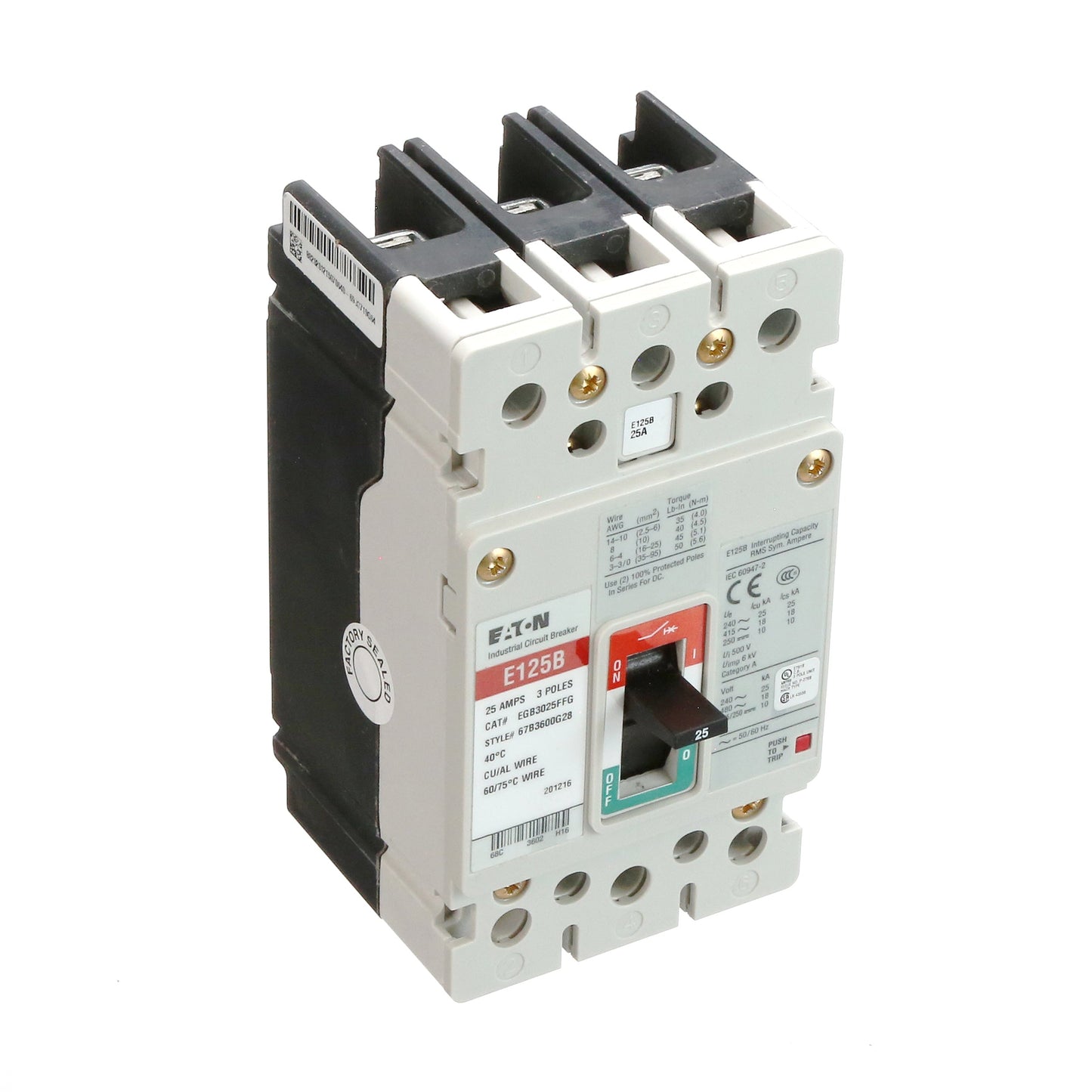 Cutler Hammer EGB3025FFG Circuit Breaker | Series G EGB 480V 25A