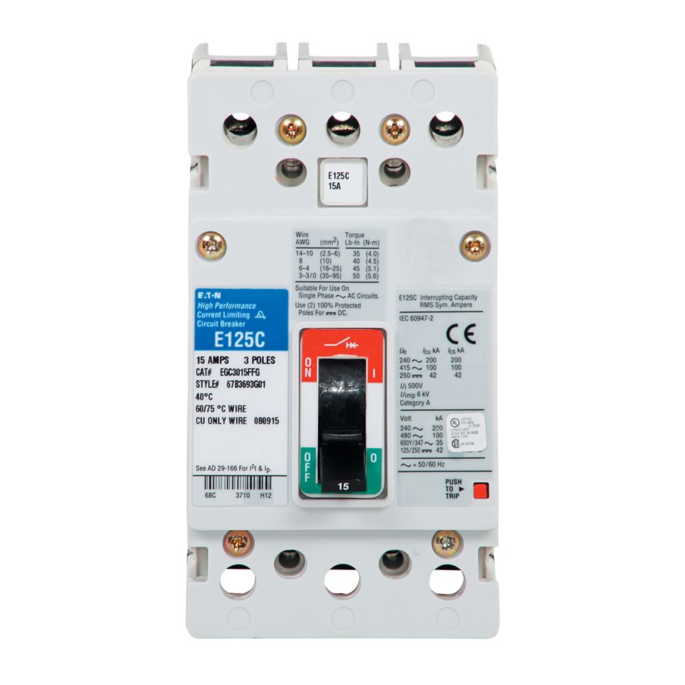Cutler Hammer EGB3050FFG Molded Case Circuit Breaker | 480V 50A 3P 18kA@480V Feed-Thru Series G