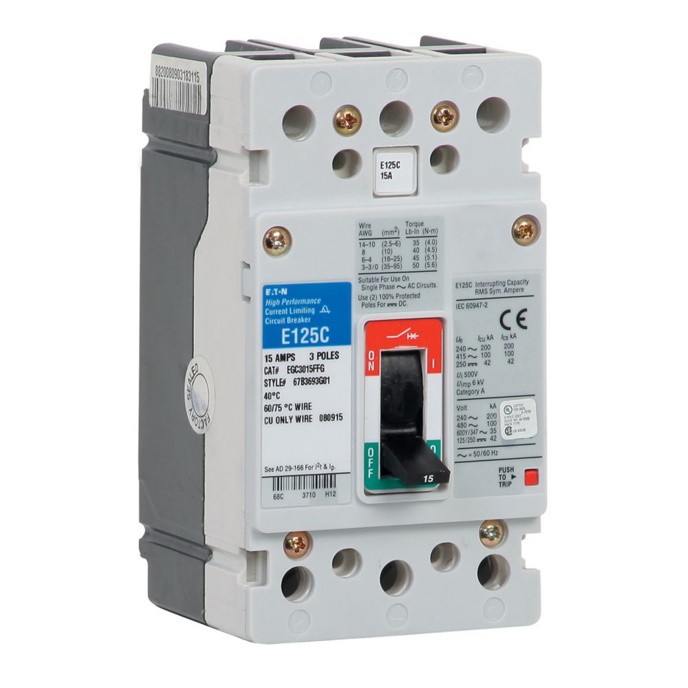 Cutler Hammer EGB3050FFG Molded Case Circuit Breaker | 480V 50A 3P 18kA@480V Feed-Thru Series G