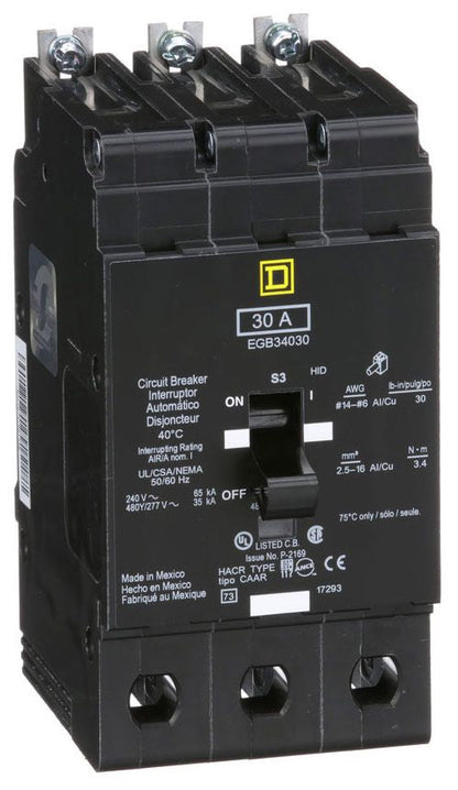 EGB34030 - Square D/ Schneider Electric Bolt-On 30 Amp 3 Pole Circuit Breaker - Essential Electric Supply