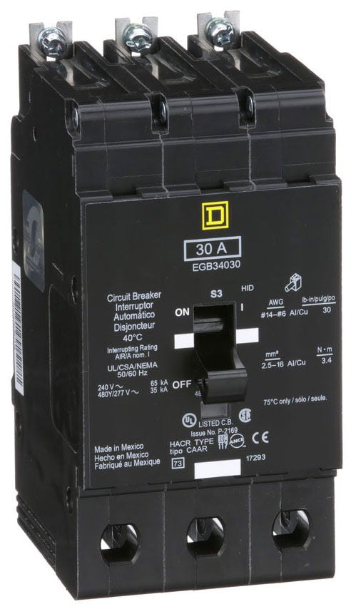 EGB34030 - Square D/ Schneider Electric Bolt-On 30 Amp 3 Pole Circuit Breaker - Essential Electric Supply