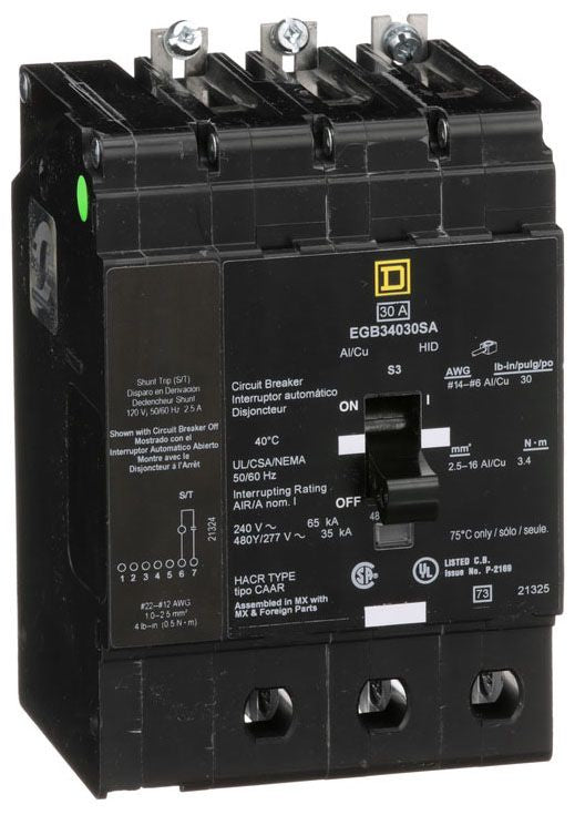 EGB34030SA - Schneider Electric/ Square D Bolt-On 30 Amp 3 Pole Circuit Breaker - Essential Electric Supply