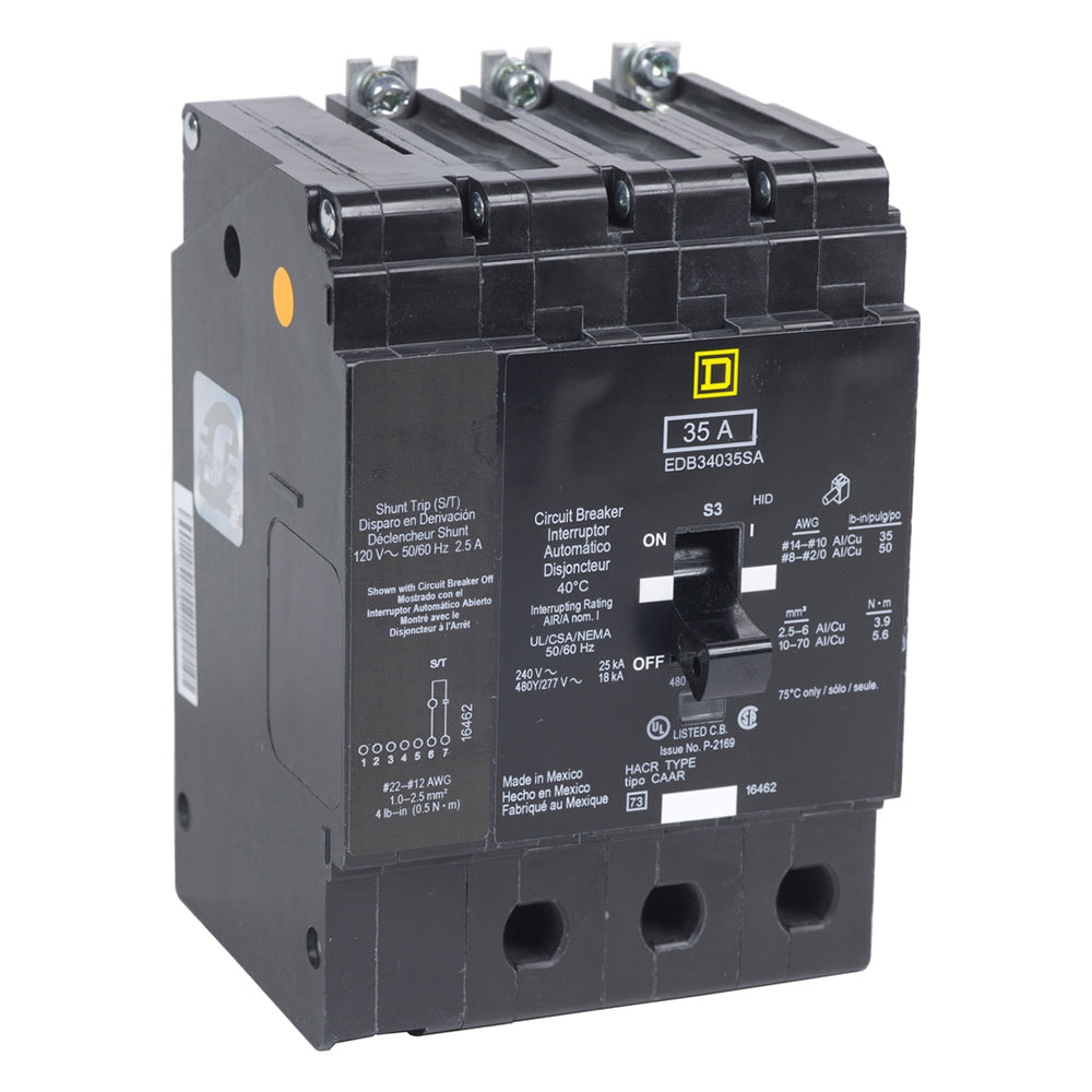 Schneider Electric EGB34035SA Circuit Breaker | 480V 35A 3P 35kA@480V Bolt-On EGB Series