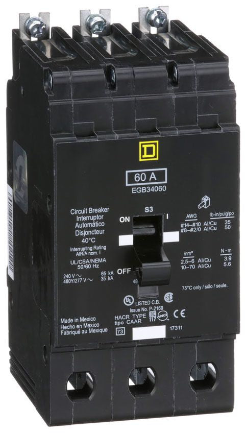 EGB34060 - Schneider Electric/ Square D Bolt-On 60 Amp 3 Pole Circuit Breaker - Essential Electric Supply