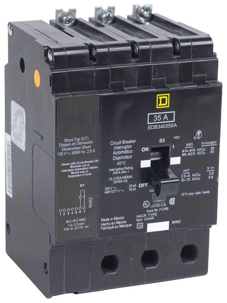 EGB34125SA - Square D/ Schneider Electric Bolt-On 125 Amp 3 Pole Circuit Breaker - Essential Electric Supply