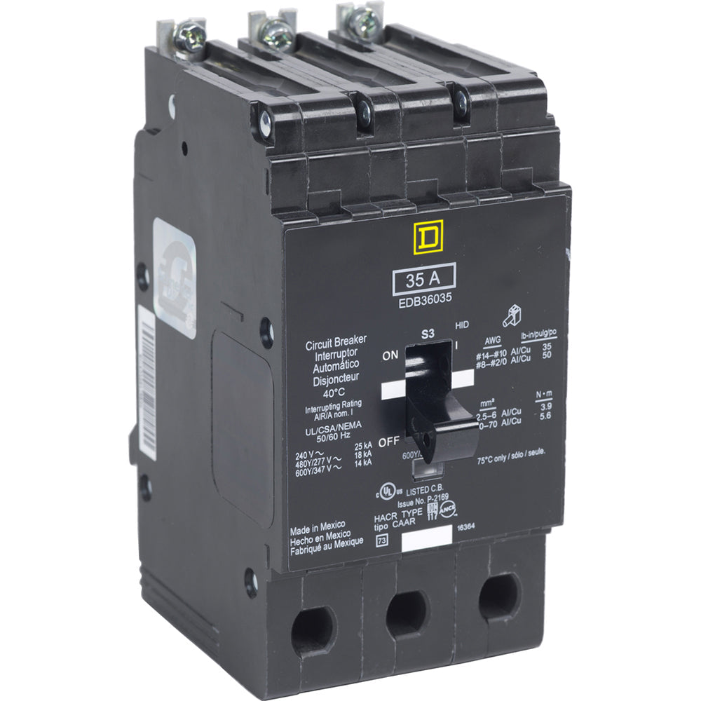 Square D EGB36060 Circuit Breaker | 480V 60A 3P 35kA@480V Bolt-On EGB Series