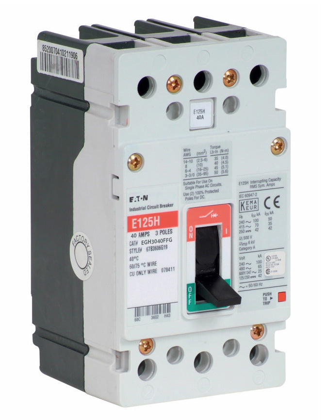 Cutler Hammer EGH3040FFG Circuit Breaker | Series G EGH 600V 40A