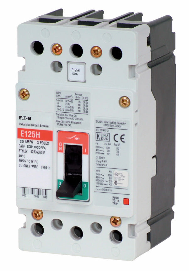 Cutler Hammer EGH3050FFG Circuit Breaker | Series G EGH 600V 50A