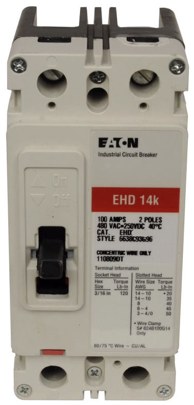 EHD2050L - Eaton/ Westinghouse/ Cutler Hammer Feed-Thru 50 Amp 2 Pole Circuit Breaker - Essential Electric Supply