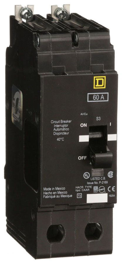 EJB24060 - Schneider Electric/ Square D Bolt-On 60 Amp 2 Pole Circuit Breaker - Essential Electric Supply
