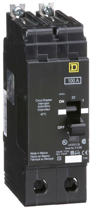 EJB24100 - Schneider Electric/ Square D Bolt-On 100 Amp 2 Pole Circuit Breaker - Essential Electric Supply