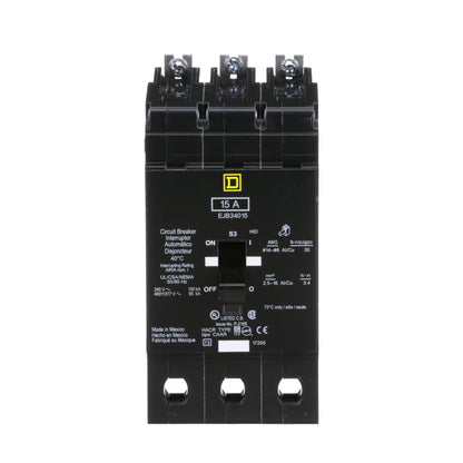 Square D EJB34015 Circuit Breaker | 480V 15A 3P 65kA@480V Bolt-On EJB Series