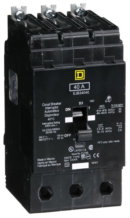 EJB34040 - Schneider Electric/ Square D Bolt-On 40 Amp 3 Pole Circuit Breaker - Essential Electric Supply