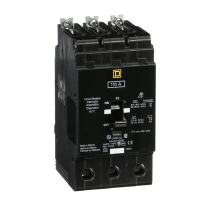 EJB34110SA - Square D Bolt-On 480V 110A 3 pole circuit breaker 65kA@480V - Essential Electric Supply