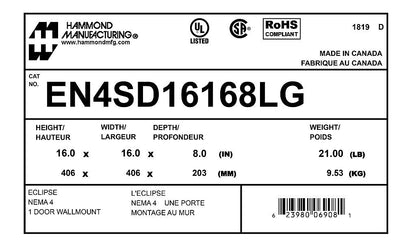 Hammond EN4SD16168LG Circuit Breaker Enclosure