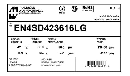 Hammond EN4SD423616LG Circuit Breaker Enclosure