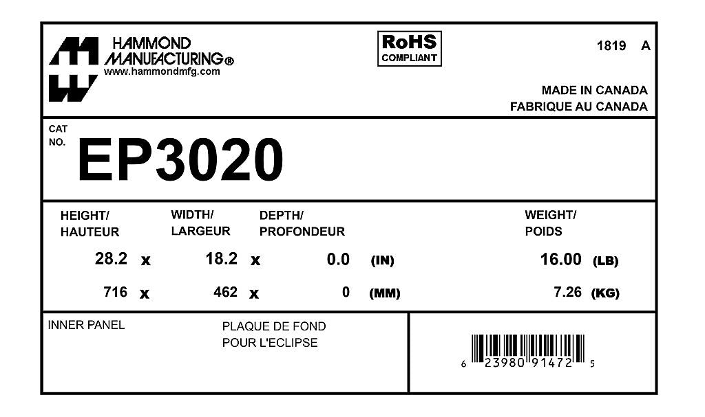 Hammond EP3020 Circuit Breaker | Panelboard Assemblies EP Series
