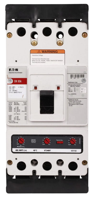 DK3400 - Cutler Hammer/ Eaton/ Westinghouse Feed-Thru 400 Amp 3 Pole Circuit Breaker - Essential Electric Supply