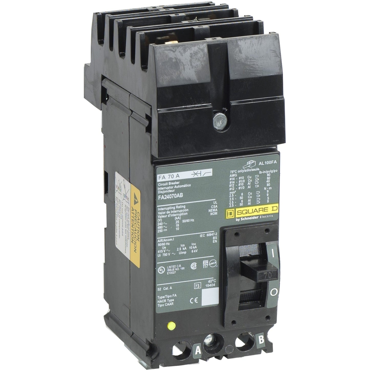 Square D FA24070AB Circuit Breaker | 480V 70A 2P 18kA@480V I-Line