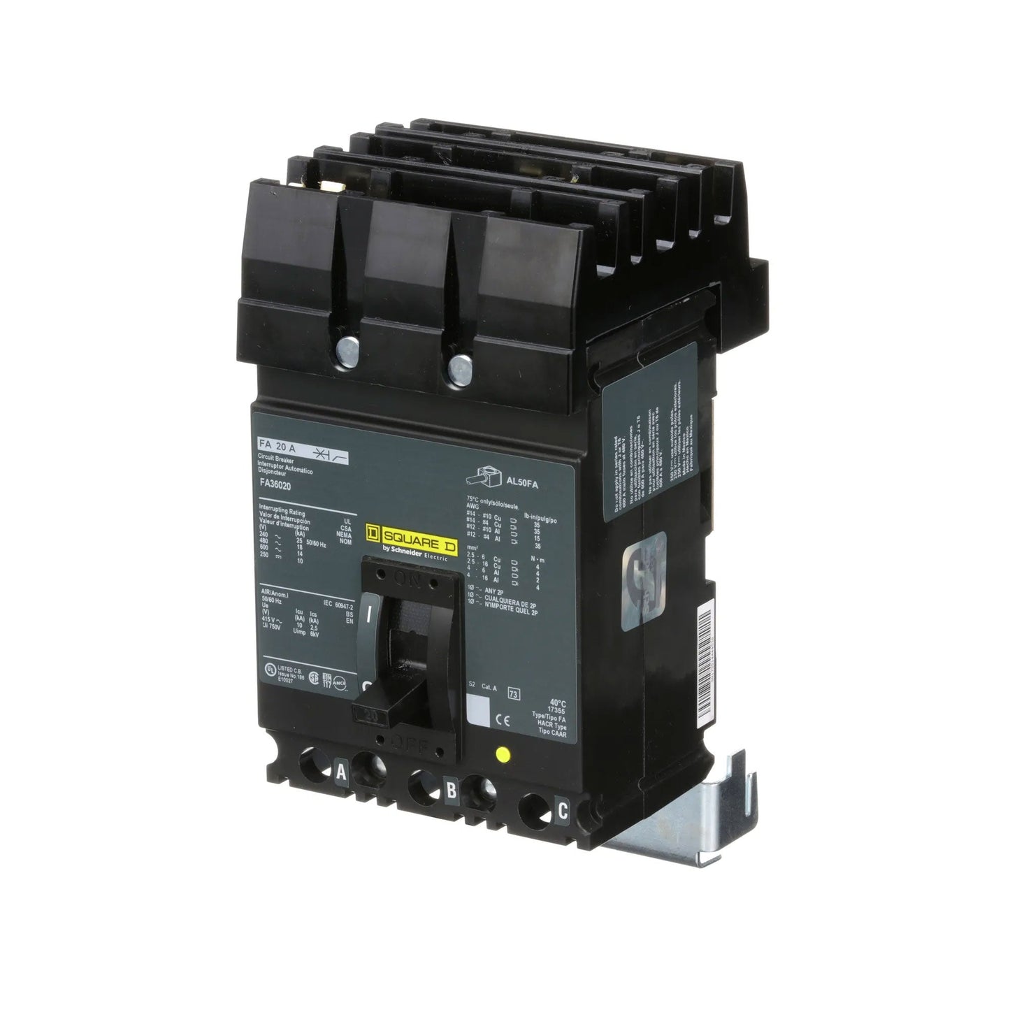 Square D FA36020 Circuit Breaker | 600V 20A 3P 18kA@480V I-Line