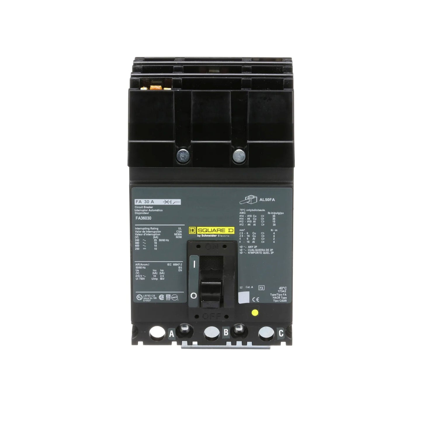 Square D FA36030 Circuit Breaker | 600V 30A 3P 18kA@480V I-Line
