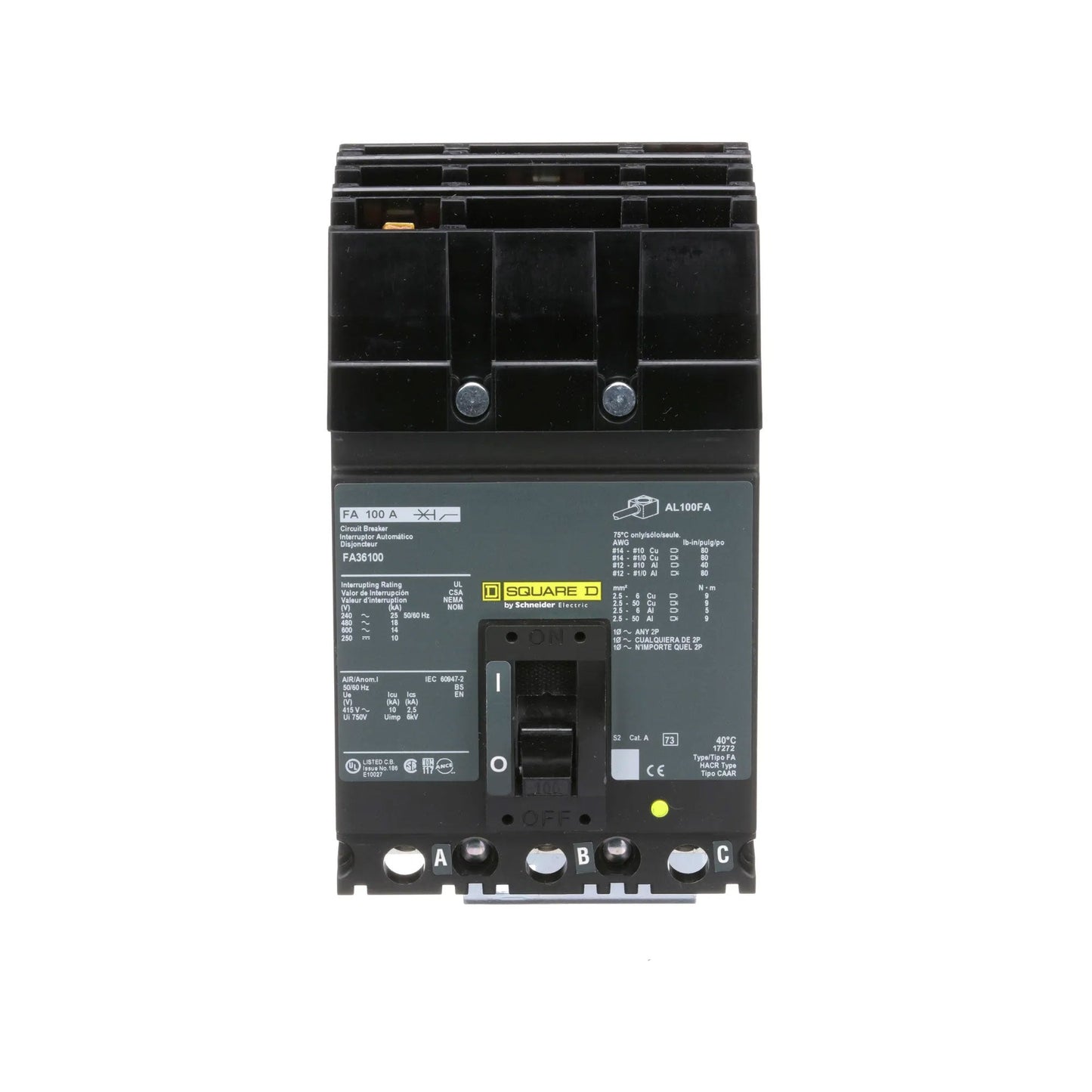 Square D FA36080 Circuit Breaker | 600V 80A 3P 18kA@480V I-Line