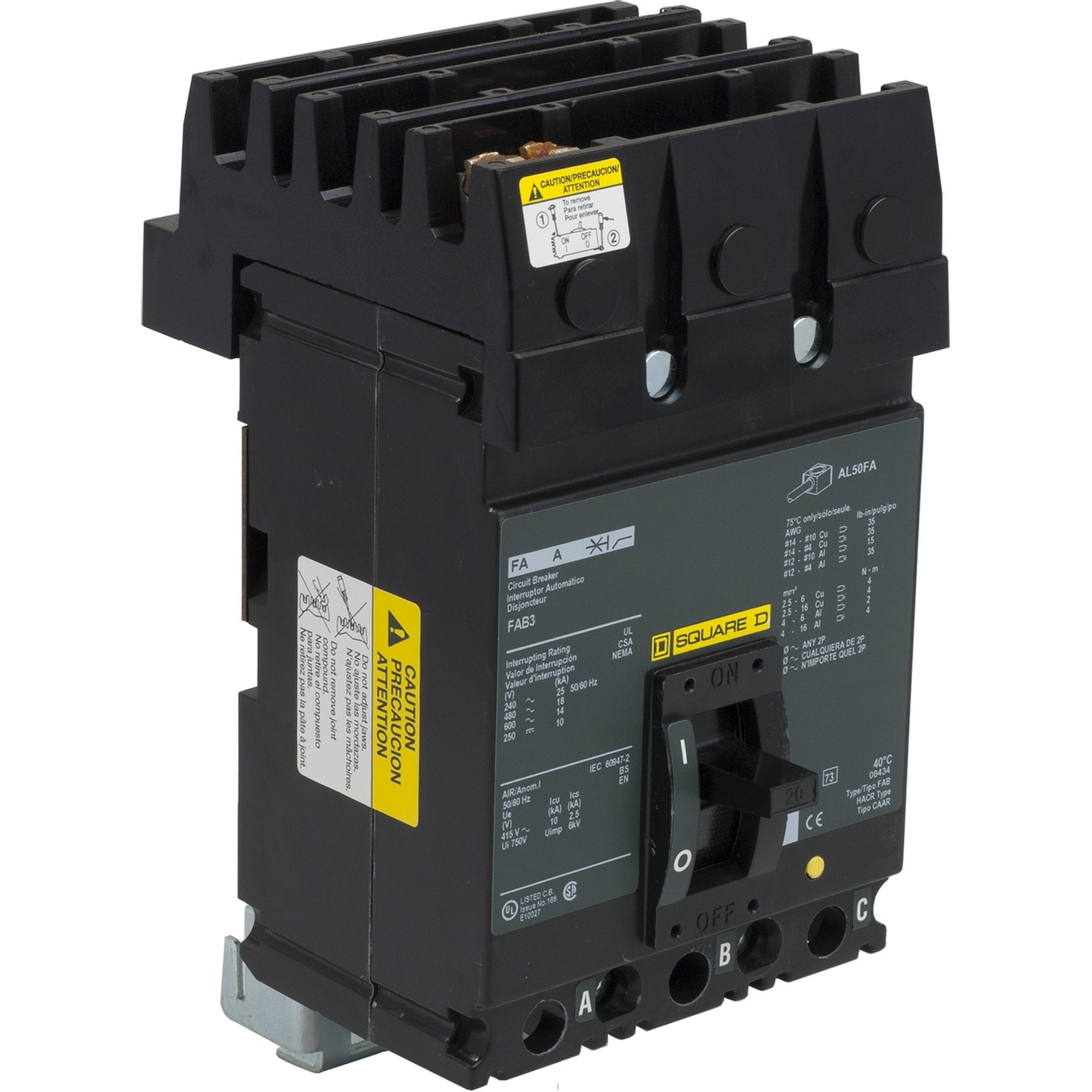 FAB36015 - Square D I-Line Style Bolt-On 15 Amp 3 Pole Circuit Breaker - Essential Electric Supply
