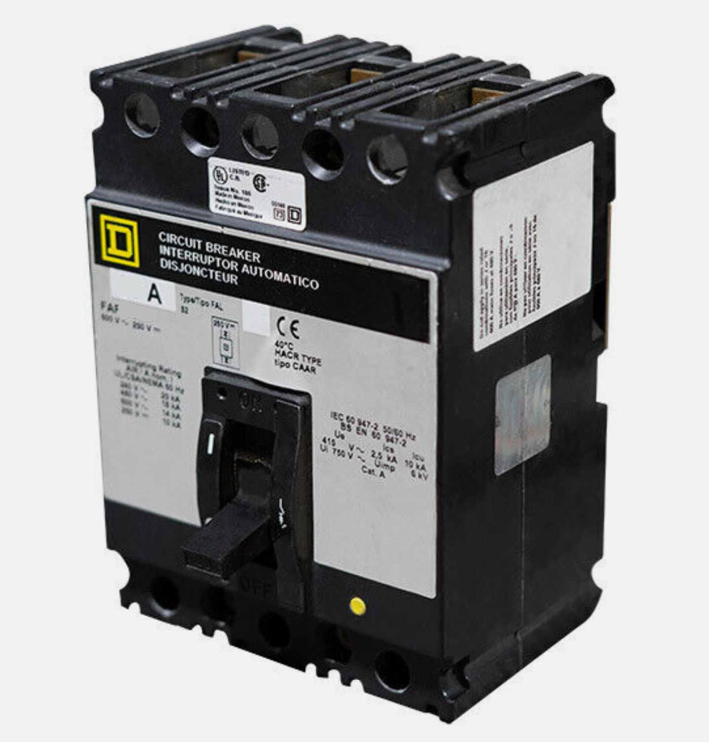 FAF32035V - Square D Bolt-On 240V 35A 3 pole circuit breaker 10kA@240V - Essential Electric Supply