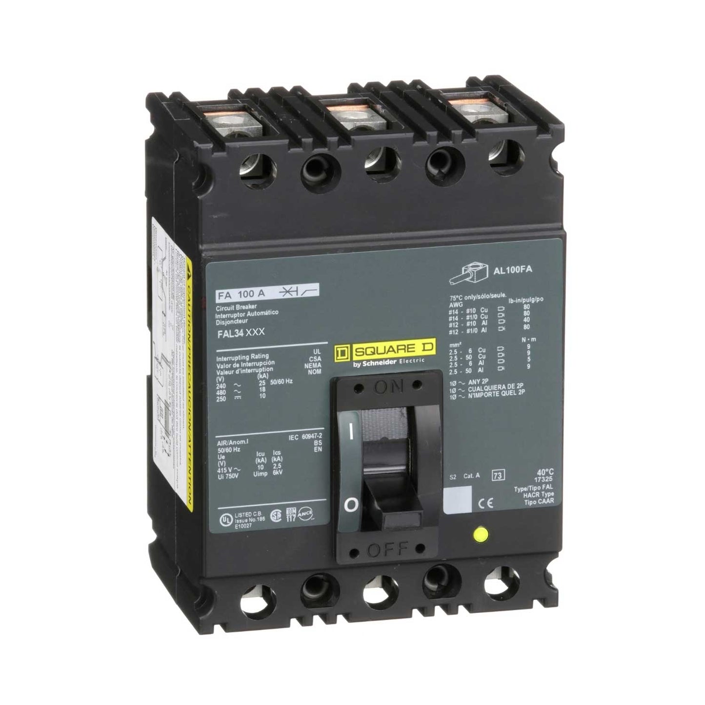 Square D FAL34060 Circuit Breaker | 480V 60A 3P 18kA@480V Feed-Thru FAL Series