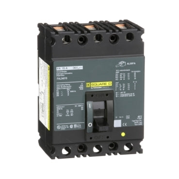 FAL340151021 - Schneider Electric Feed-Thru 480V 15A 3 pole circuit breaker 18kA@480V - Essential Electric Supply
