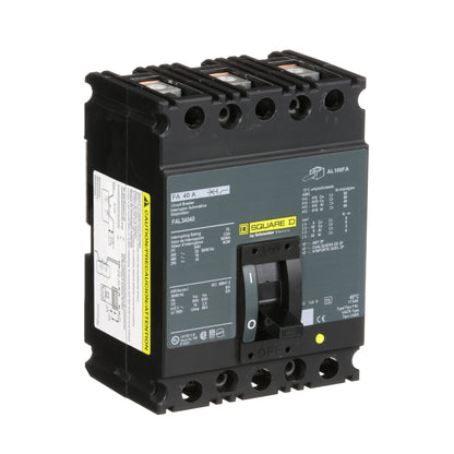 Square D FAL34040 Circuit Breaker | 480V 40A 3P 18kA@480V Feed-Thru FAL Series