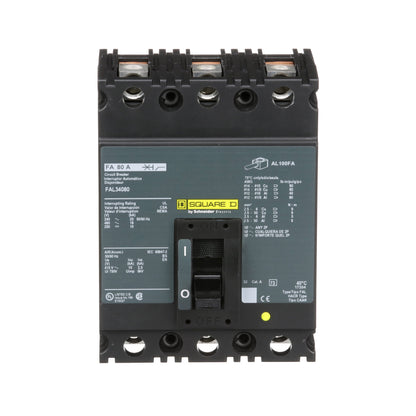 Square D FAL34080 Circuit Breaker | 480V 80A 3P 18kA@480V Feed-Thru FAL Series