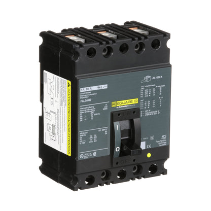 Square D FAL34080 Circuit Breaker | 480V 80A 3P 18kA@480V Feed-Thru FAL Series