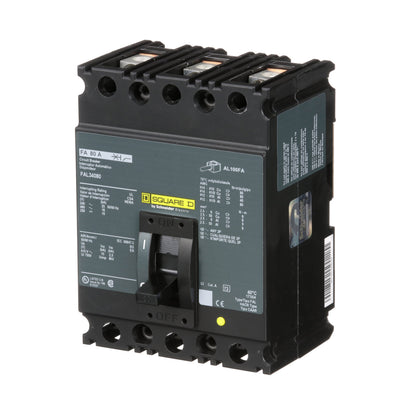 Square D FAL34080 Circuit Breaker | 480V 80A 3P 18kA@480V Feed-Thru FAL Series